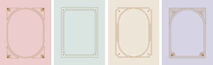 Art Deco frames minimalist collection. Modern minimal style illustrations. Elegant luxury borders and frames, vector templates design