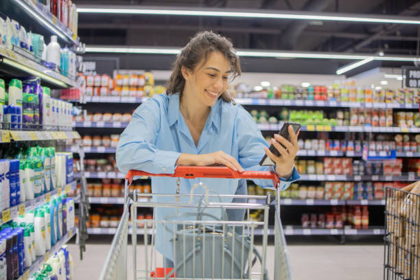 istock Young woman in a supermarket 1918294190