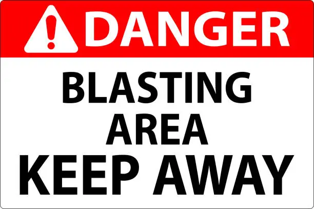 Vector illustration of Danger Sign Blasting Area - Keep Away