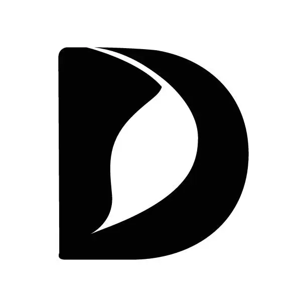 Vector illustration of D letter logo with leaf