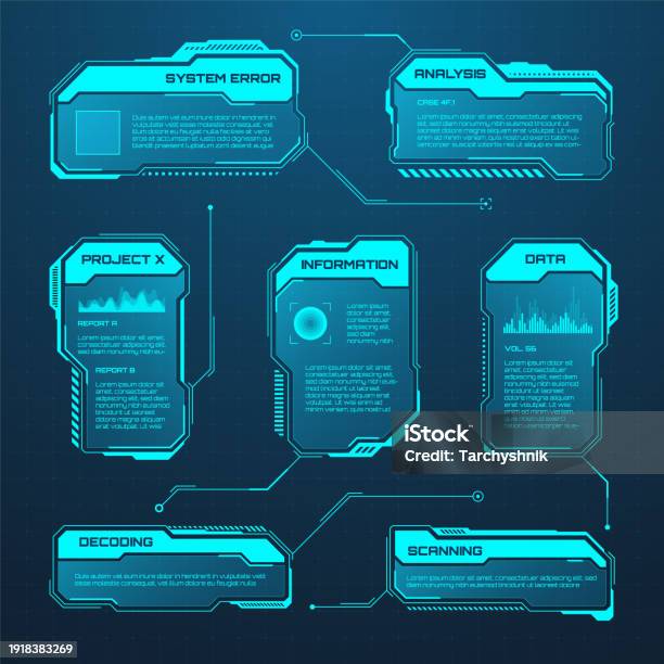 Blue Futuristic Hud Or Ui Elements Scifi User Interface Text Boxes ...
