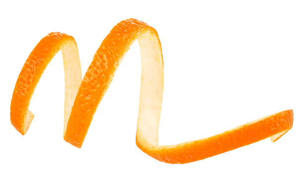 istock Single orange peel isolated on a white background. Orange zest spiral. 1918401552