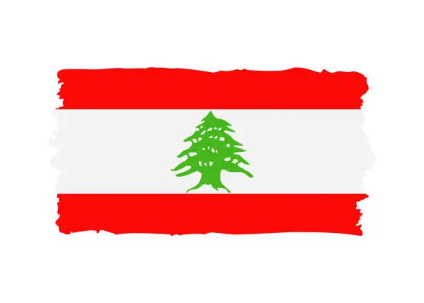 Vector illustration of Lebanon Flag - grunge style vector illustration. Flag of Lebanon and text isolated on white background