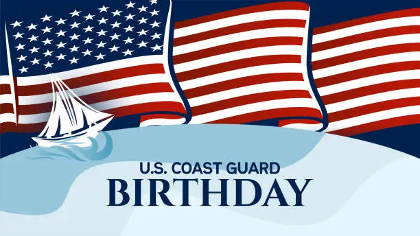 Vector illustration of us coast guard birthday background design vector illustrator