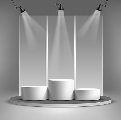lighted studio design with winners pedestal