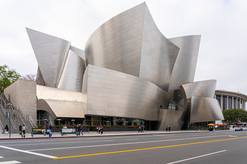 Los Angeles, CA, USA March 16 The twisting and curving designs of architect Frank Gehry's Walk Disney Concert Hall make it a distinct landmark in downtown Los Angeles
