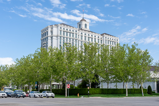 The Grand America Hotel in Salt Lake City, Utah, USA - May 15, 2023. The Grand America is an opulent European-style 5-star hotel.