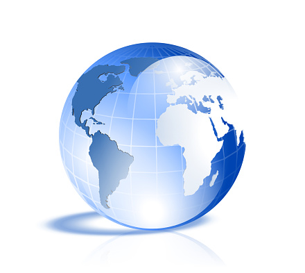 three dimensional glass earth globe design element