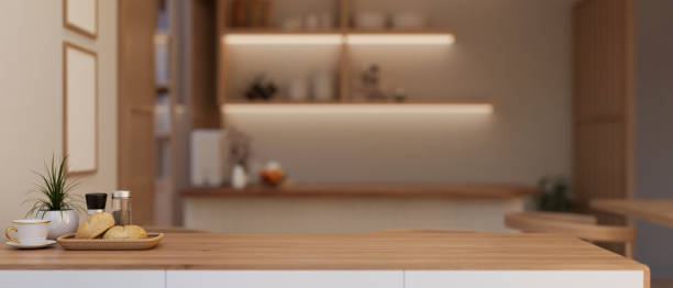 istock Copy space for displaying your product on a wooden dining table in a modern, luxury dining room. 1918510043