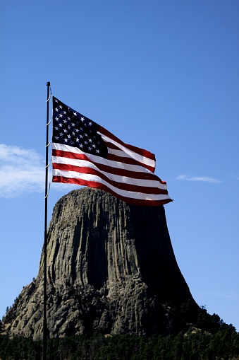 Devils Tower with Flag