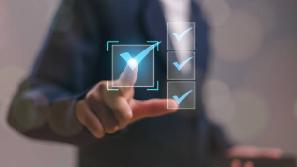 istock Quality Certificate and Checklist and analyst target marketing planning assignment with quality management. Standardization, certification. Compliance with regulations services and standards. 1918594831