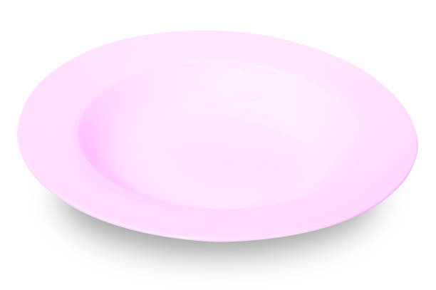 istock Pink circle ceramics plate isolated on white background. 1918602644