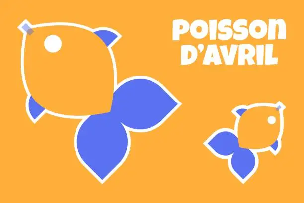 Vector illustration of Poisson d'avril. French April Fool's Day banner fish. Flat style. Vector illustration