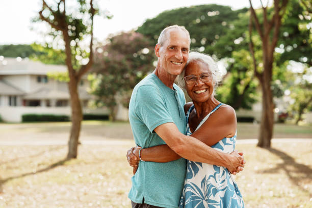 istock Joyful retired multiracial couple enjoying time outside 1918697212