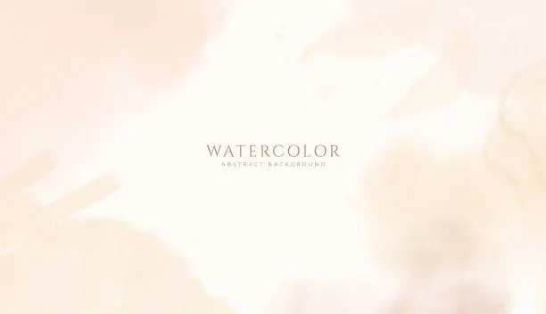 Vector illustration of Abstract horizontal watercolor background. Neutral light colored empty space background illustration