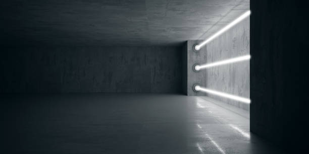 istock Neon and neon beams in the dark room 1918700184
