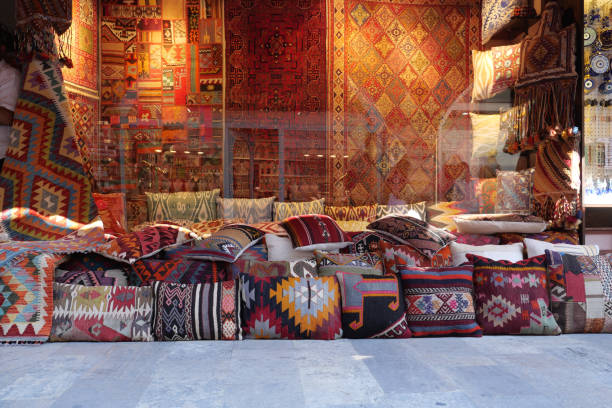 istock Colourful cushions on display for sale in a traditional Turkish Bazaar. 1918701966