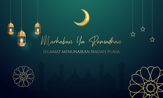 Marhaban ya Ramadhan welcoming of Ramadan Kareem and Happy fasting