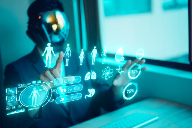 istock medical data analysis concept. doctor wearing VR glasses working with virtual data charts of patient medical 1918789971