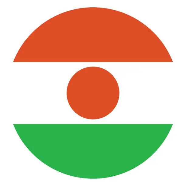 Vector illustration of Niger flag. Flag icon. Standard color. Round flag. Computer illustration. Digital illustration. Vector illustration.
