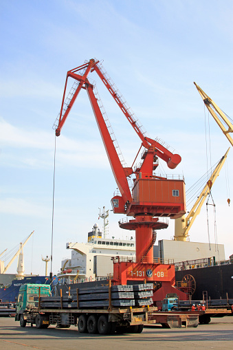 Crane in tianjin port freight terminal, on March 22, 2015, tianjin, China