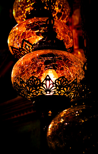 Hand-made cracked glass lanterns found in the markets in Bahrain