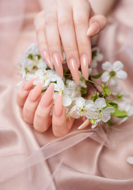 istock Elegant pastel pink natural manicure. 1918844918