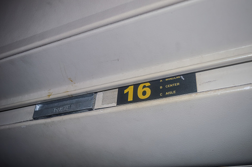 passenger seat number on a commercial aircraft
