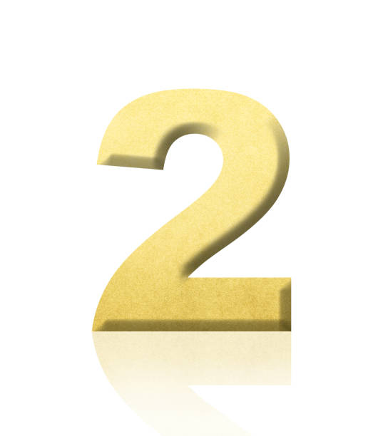 istock Isolated shot of three-dimensional gold number 2 on white background 1918876957