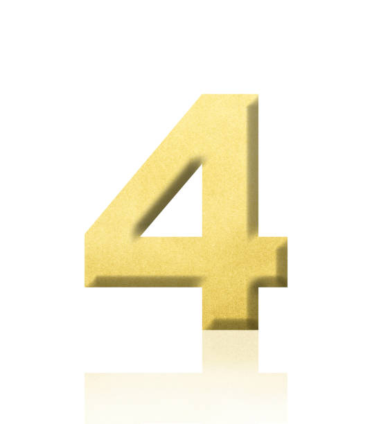 istock Isolated shot of three-dimensional gold number 4 on white background 1918876961