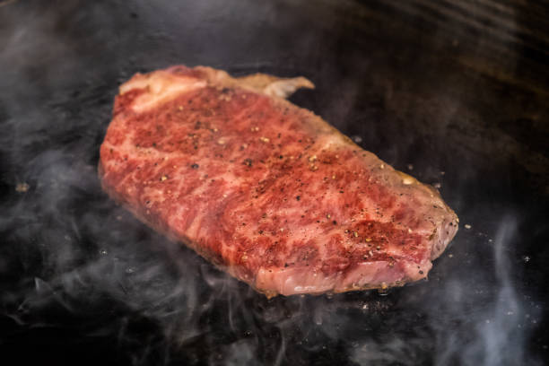istock Japanese Wagyu A5 grilled on hot pan 1918883380