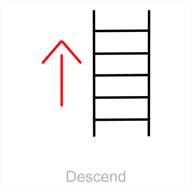 Descend  and way icon concept This is beautiful handcrafted pixel perfect Red and Black Line Direction icon assort stock illustrations