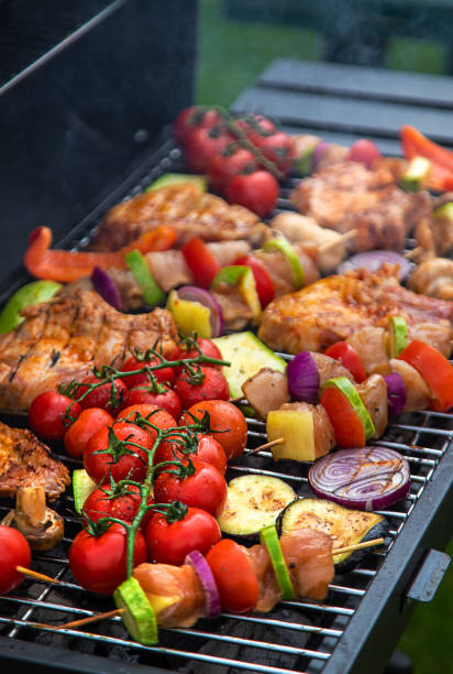 istock Vegetables and meat are grilled. Selective focus. 1918937868
