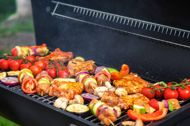 istock Vegetables and meat are grilled. Selective focus. 1918937878