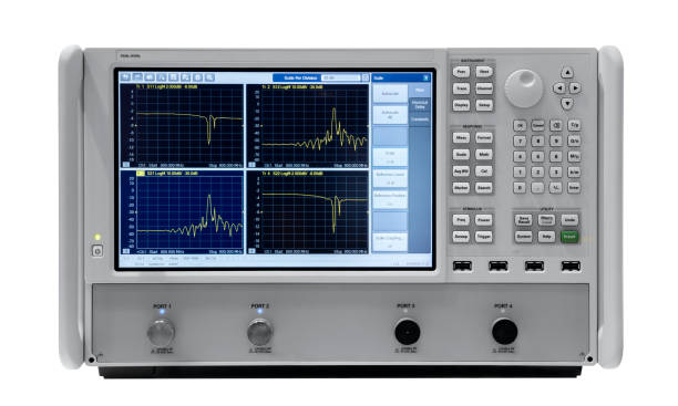 digital oscillograph isolated on white background, power analyzer 3 phaze - oscillogram 뉴스 사진 이미지