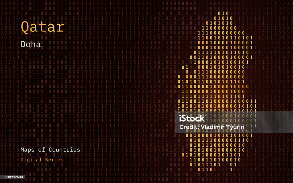 Qatar Code Number Qatar Map Shown In Binary Code Pattern Tsmc Gold Matrix Numbers Zero ...