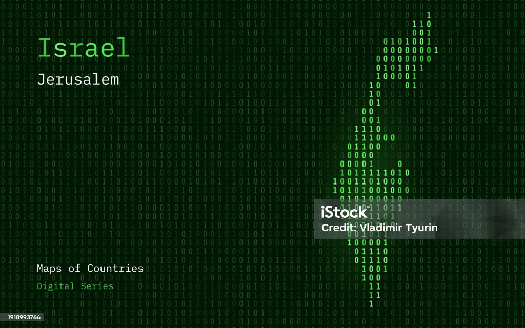 Israel Domain Code Israel Map Shown In Binary Code Pattern Tsmc Green Matrix Numbers Zero ...