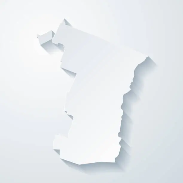 Vector illustration of Windsor County, Vermont. Map with paper cut effect on blank background