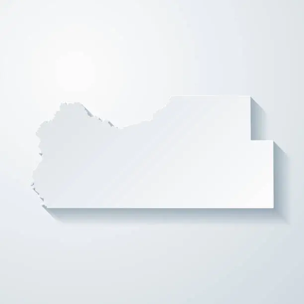 Vector illustration of Tate County, Mississippi. Map with paper cut effect on blank background