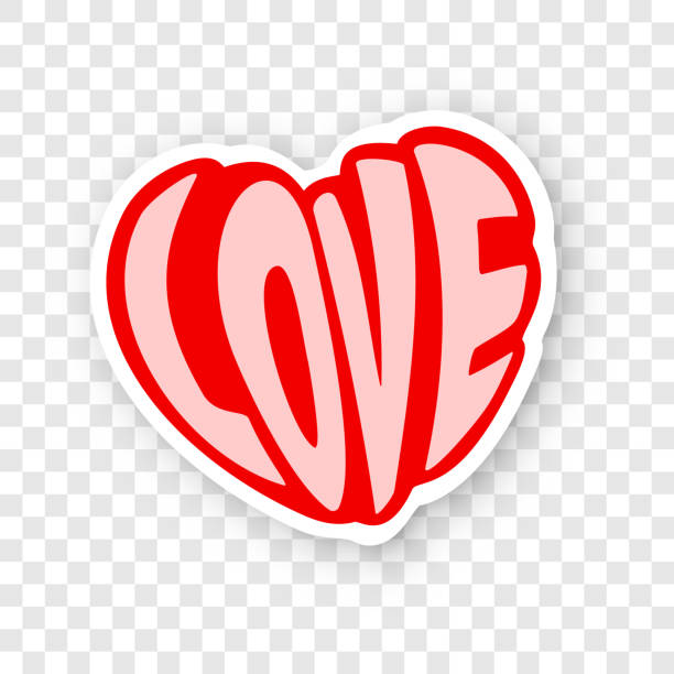 Word love in heart shape Vector love sticker. Carefully layered and grouped for easy editing. valentine symbols cartoon stock illustrations