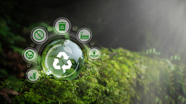 desperdício zero, conceito zero líquido. carbono neutro. estratégia de longo prazo neutra em termos climáticos. desenvolvimento sustentável de negócios. reutilizar o símbolo de reciclagem. consumo consciente. gestão de resíduos. bandeira do dia da - reciclagem - fotografias e filmes do acervo