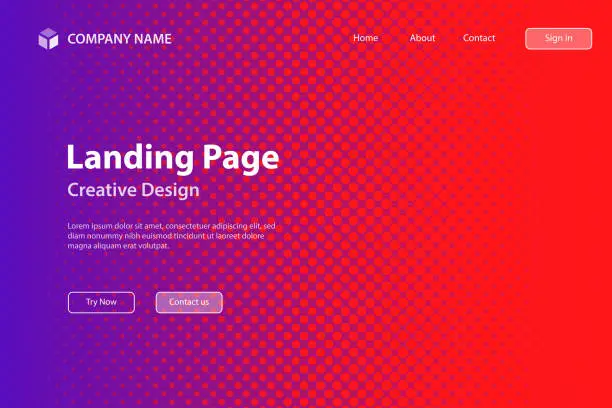 Vector illustration of Landing page Template - Halftone background with Purple gradient - Trendy design