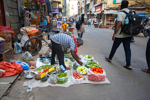 Baheri, Bareilly, Uttar Pradesh, India, - September 24, 2015:  Local vegetable market or \