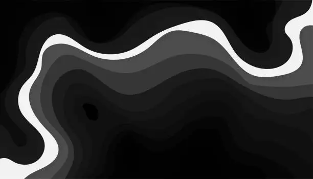 Vector illustration of Vector monochrome topographic fluidity lines concept gradient background