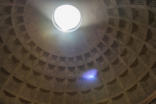 Pantheon temple in Rome: international landmarks of Italy: the impluvium hole of the dome