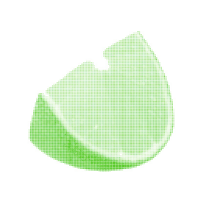 lime green piece cut, isolated on white background