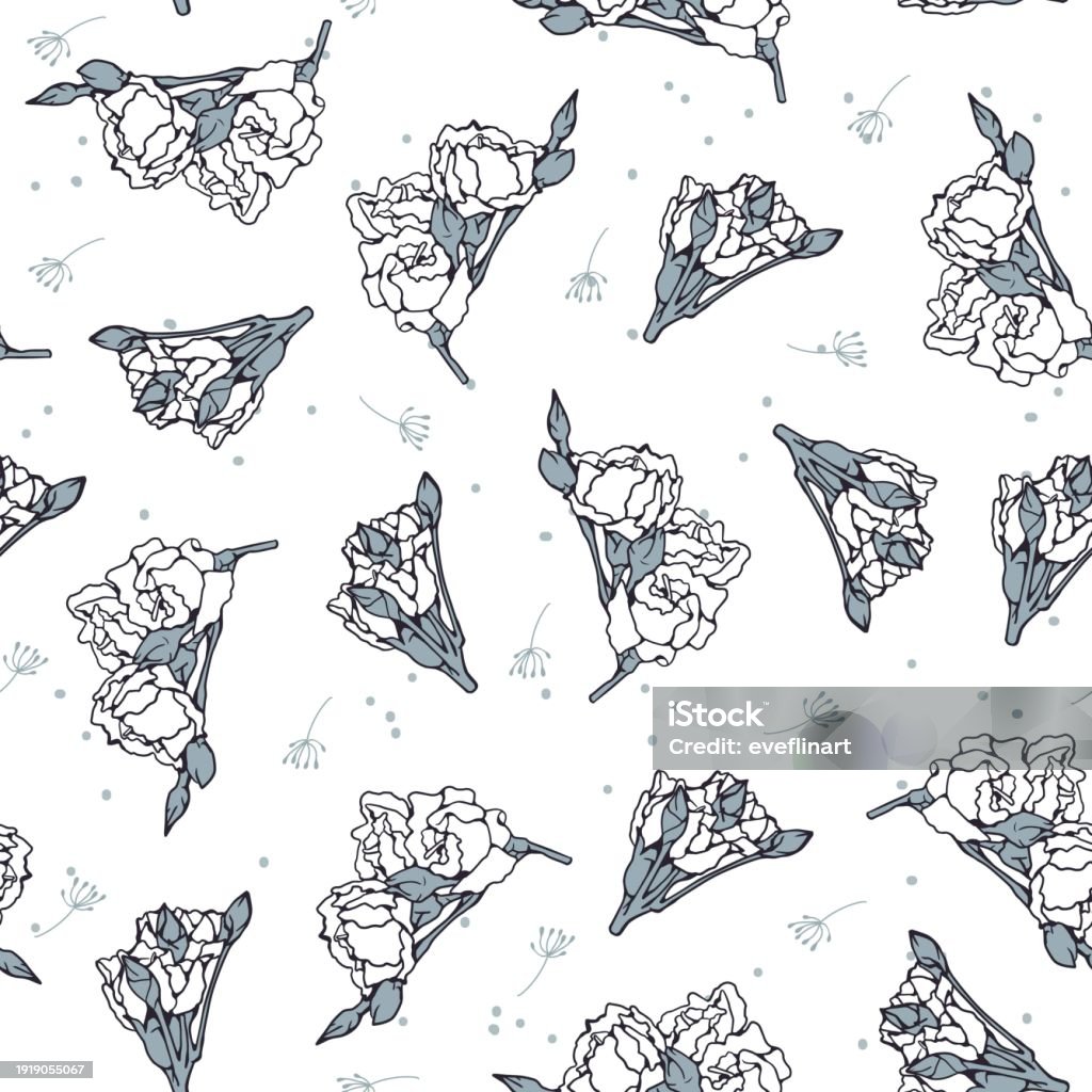 Tranquility Pattern White Seamless Tranquility Carnation Blooms Pattern Stock Illustration ...