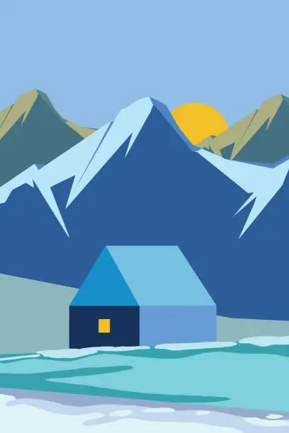 Vector illustration of Holiday winter landscape