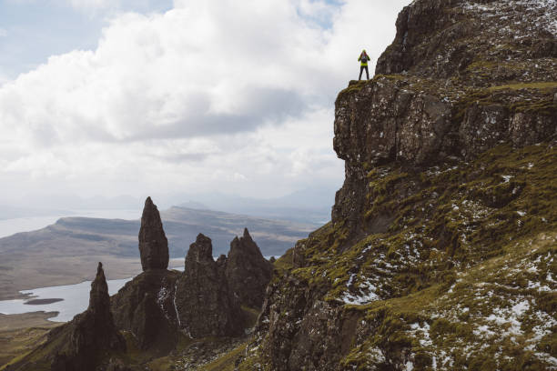 Silhouette of a man hiking in Scotland.