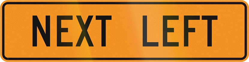Road sign used in the US state of Virginia - Next left.